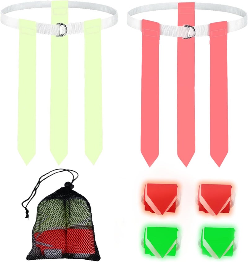 CIYOJA Glow in the Dark Flag Football Belts Set: 4 Adjustable Belts 12 Football Flags, Easy Tear-Away Design, Football Gear for Kid Youth Adult, Perfect for Camping Yard Beach Games, Glow Party Accessories - Image 1